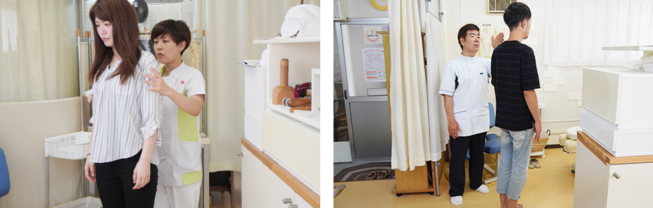 けんしんあん太陽の施術後のチェックの様子宇